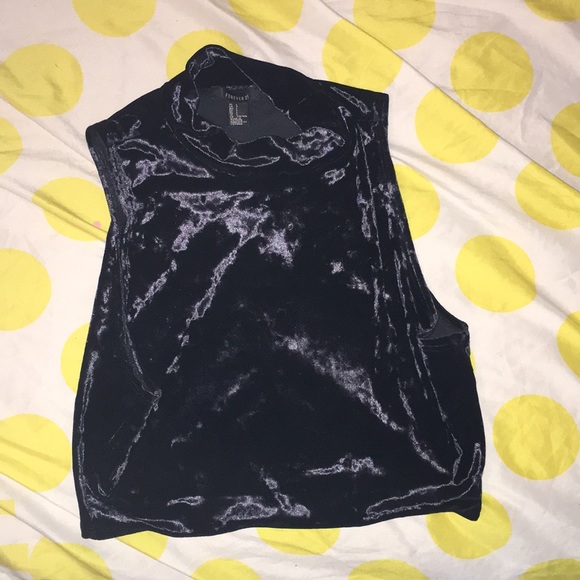 F21 | black velvet crop top - size large - Picture 3 of 5